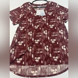 NWT Lularoe Christy T XL Women's Burgundy Patterned Top
